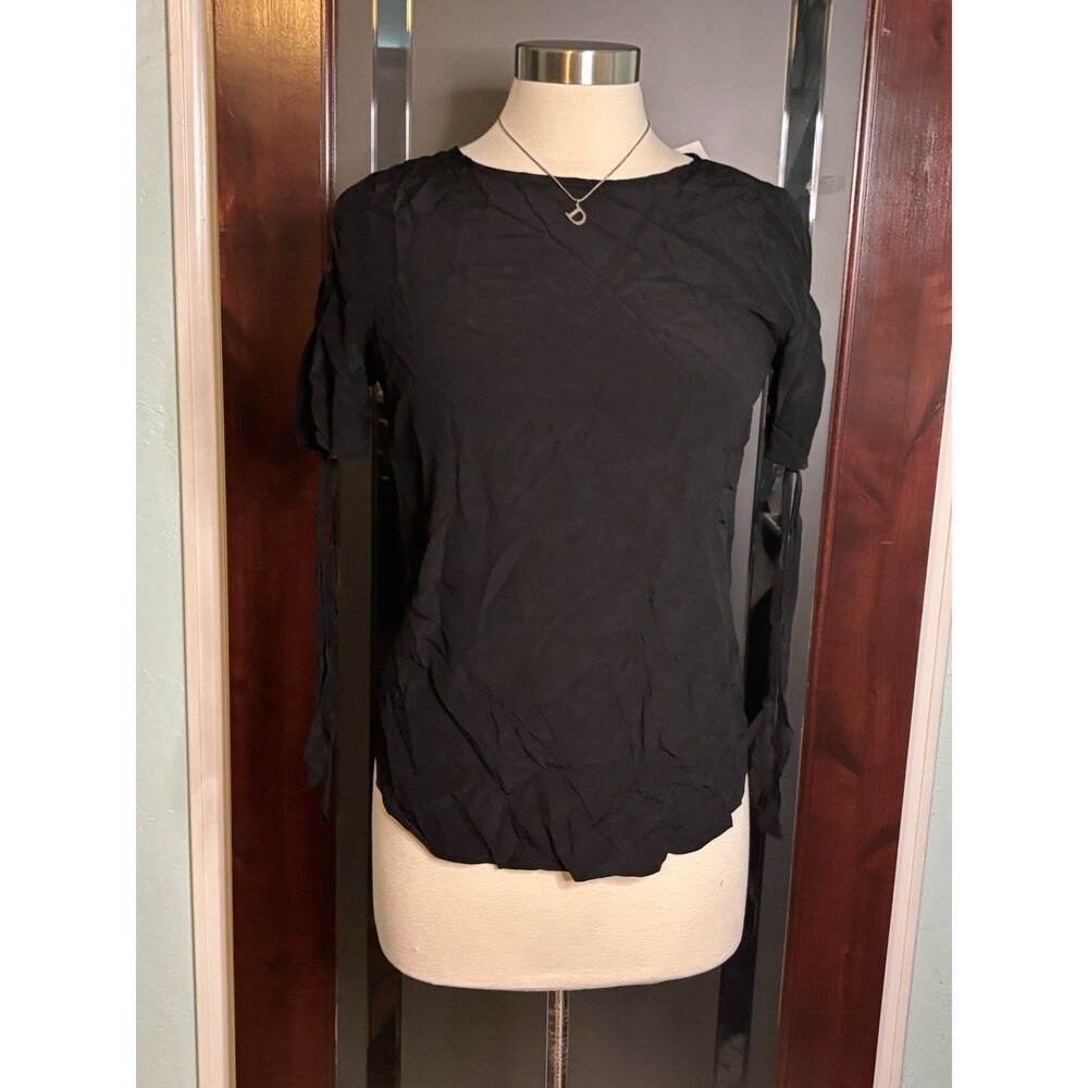 Slate & Willow Sheer Black Blouse 100% Silk